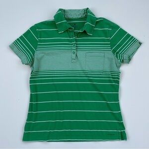 Patagonia Women's Green White Striped Short Sleeve Polo Shirt Size Small